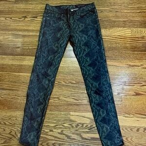 All Saints Green Snake Print Women Jeans